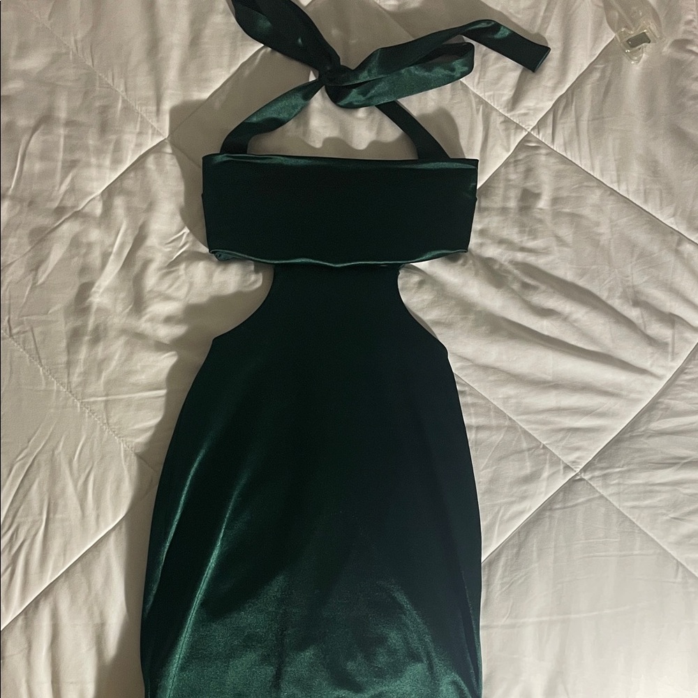 Lucy in the Sky Dark Green Backless Dress